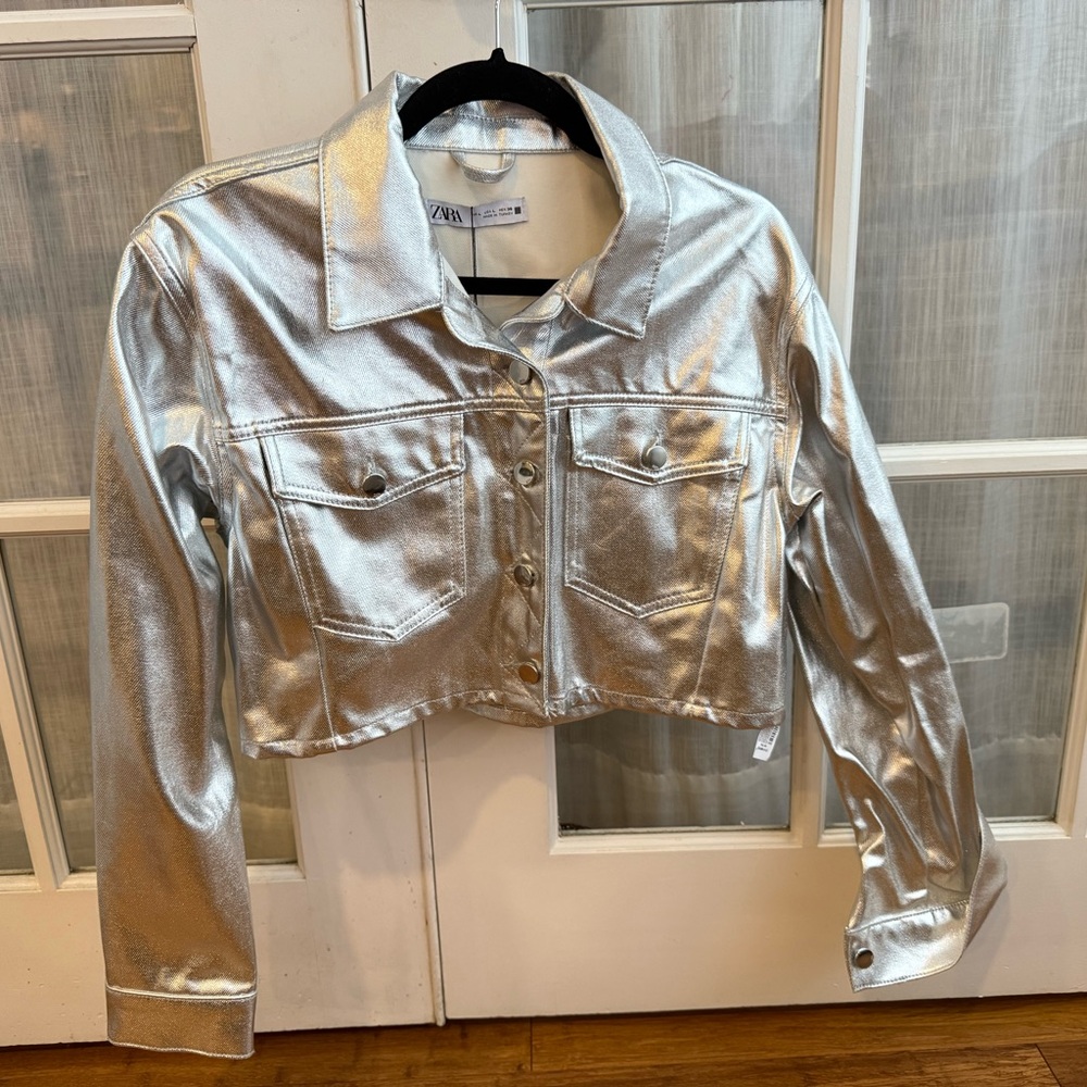 "Urban Edge: Chic Metallic Moto Jacket"